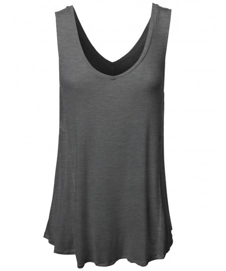 Women's Basic Solid Sleeveless V-Neck Plus Size Flowy Tank Top