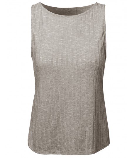 Women's Basic Trendy Rib Sleeveless Top