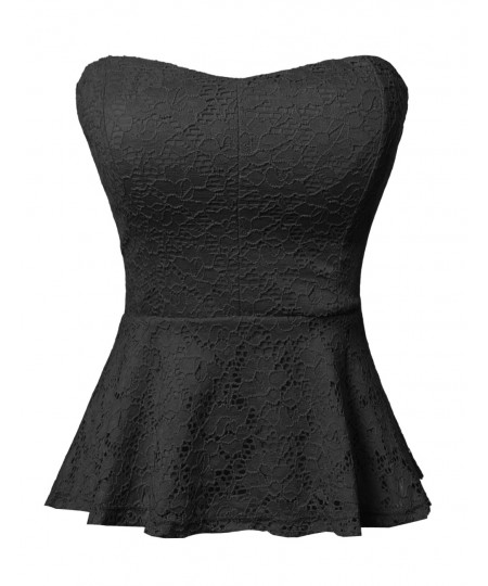 Women's Stretchy Sexy Lace Peplum Top