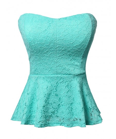 Women's Stretchy Sexy Lace Peplum Top