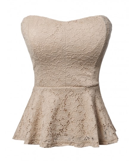 Women's Stretchy Sexy Lace Peplum Top