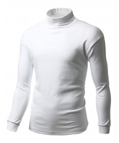Men's Interlock Soft Cotton Knit Mock Turtleneck With Long Sleeve Shirts