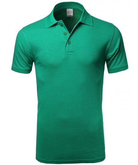 Men's Basic Solid 3 Buttons Polo Shirts in Various Colors