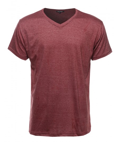 Men's Basic Lightweight High V-Neck Tee Shirt