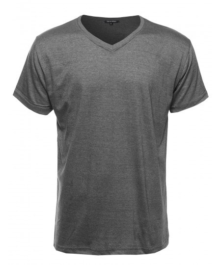 Men's Basic Lightweight High V-Neck Tee Shirt