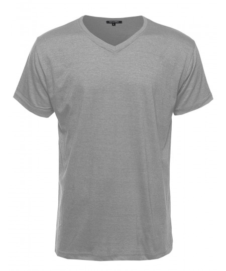 Men's Basic Lightweight High V-Neck Tee Shirt