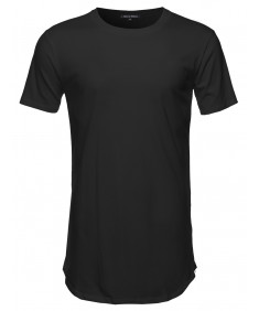 Men's Basic Long Length Crewneck Tee With Side Zippers