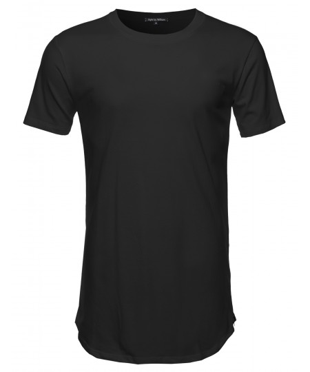 Men's Basic Long Length Crewneck Tee With Side Zippers