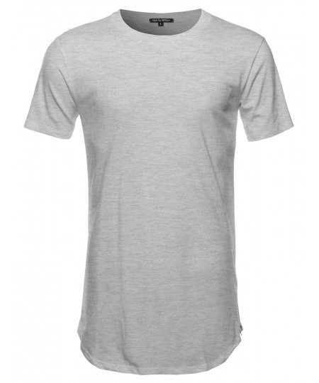 Men's Basic Long Length Crewneck Tee With Side Zippers