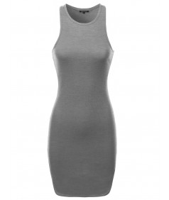 Women's Solid Racer Front and Back Body-Con Dress