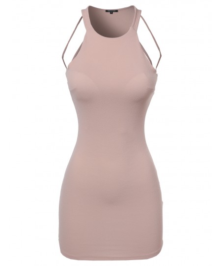 Women's Sleeveless Strappy Caged Back Mini Dress