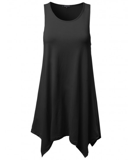 Women's Sleeveless Trapeze Asymmetrical Hem Dress