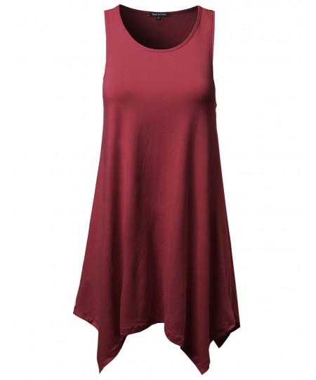 Women's Sleeveless Trapeze Asymmetrical Hem Dress