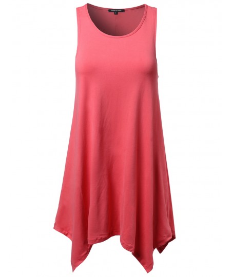 Women's Sleeveless Trapeze Asymmetrical Hem Dress