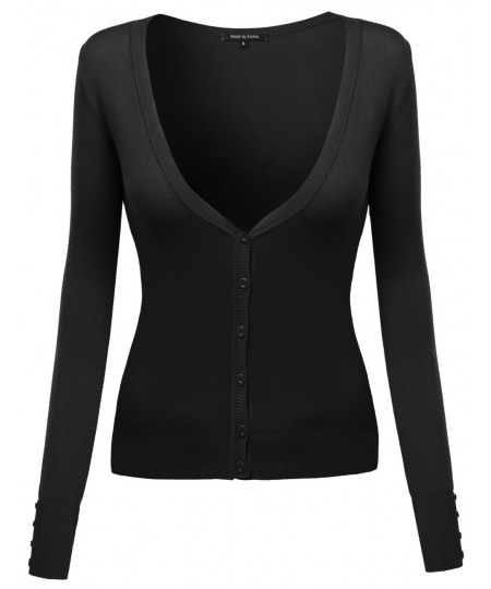 Women's Deep V-Neck Cardigan With Various Colors