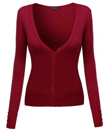 Women's Deep V-Neck Cardigan With Various Colors