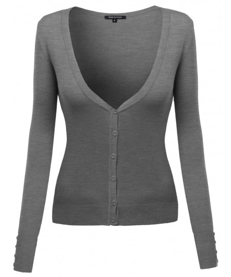 Women's Deep V-Neck Cardigan With Various Colors