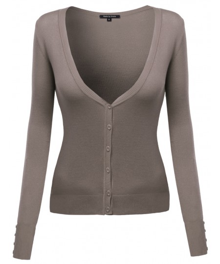 Women's Deep V-Neck Cardigan With Various Colors