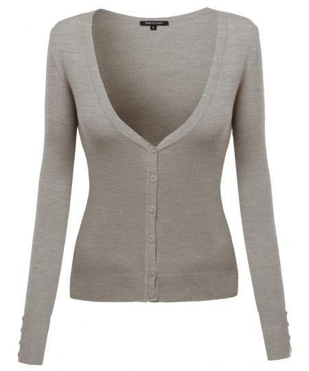 Women's Deep V-Neck Cardigan With Various Colors