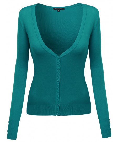 Women's Deep V-Neck Cardigan With Various Colors