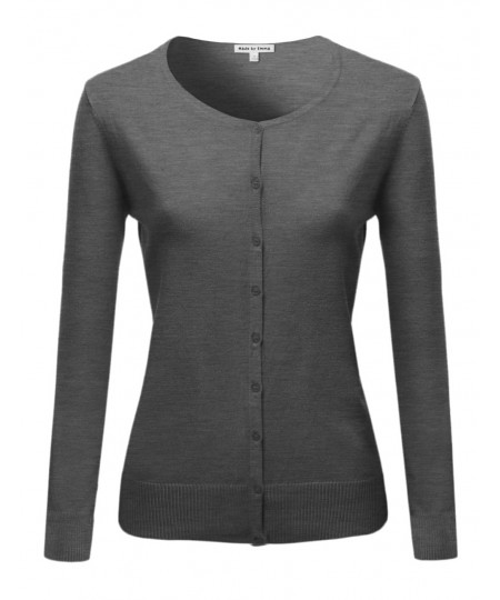 Women's Casual Basic Solid Long Sleeves Button Closure Cardigan