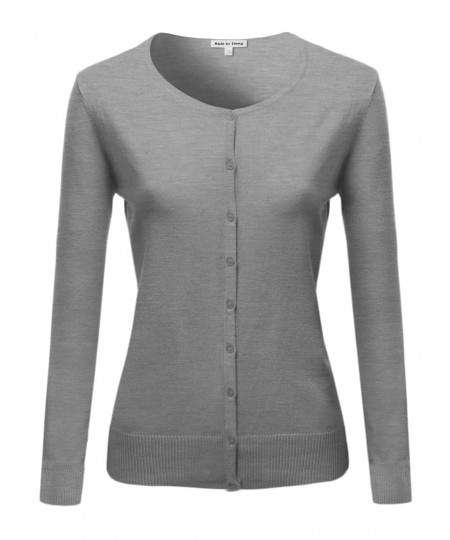 Women's Casual Basic Solid Long Sleeves Button Closure Cardigan