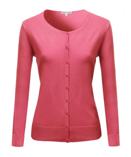 Women's Casual Basic Solid Long Sleeves Button Closure Cardigan