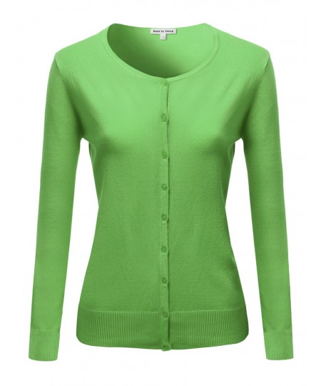 Women's Casual Basic Solid Long Sleeves Button Closure Cardigan