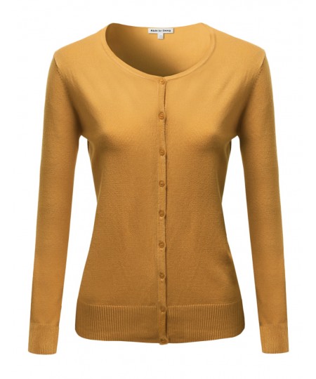 Women's Casual Basic Solid Long Sleeves Button Closure Cardigan