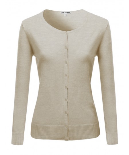 Women's Casual Basic Solid Long Sleeves Button Closure Cardigan