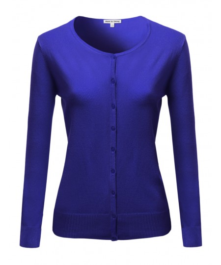 Women's Casual Basic Solid Long Sleeves Button Closure Cardigan