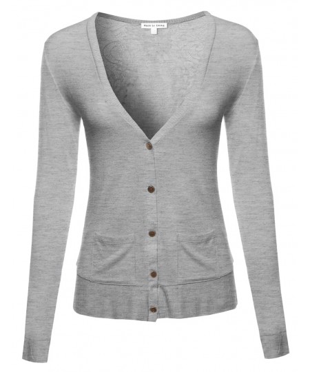 Women's Classic Basic Lightweight Cardigan with Sheer Lace Back