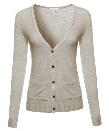 Women's Classic Basic Lightweight Cardigan with Sheer Lace Back