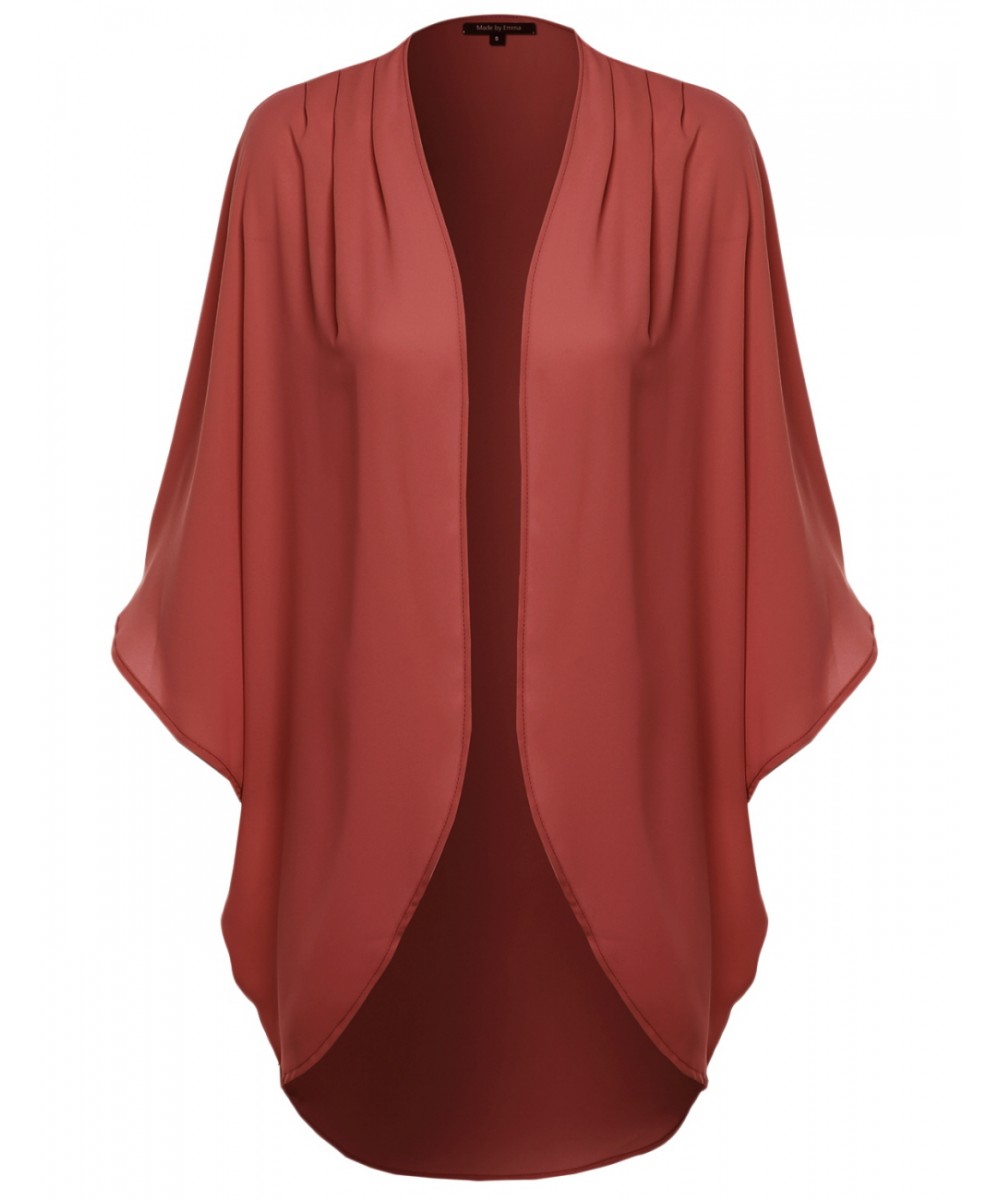 Women's Solid Loose Flowy Sheer Chiffon Blouse Kimono Cardigan Top ...