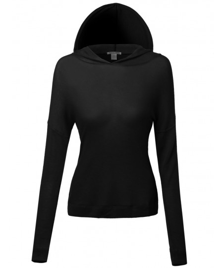 Women's Basic Lightweight Back Cross Long Sleeve Hoodie