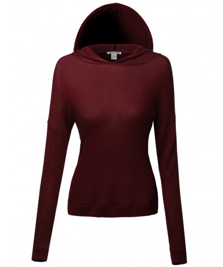 Women's Basic Lightweight Back Cross Long Sleeve Hoodie