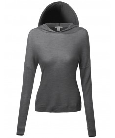 Women's Basic Lightweight Back Cross Long Sleeve Hoodie