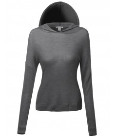 Women's Basic Lightweight Back Cross Long Sleeve Hoodie