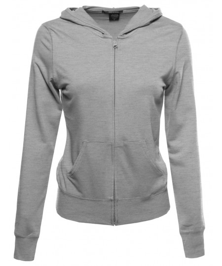 Women's Classic Basic French Terry Zip Up Hoodie