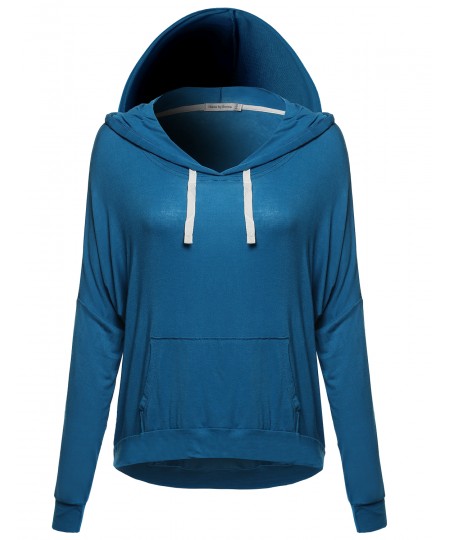 Women's Lightweight Stretchy Soft Kangaroo Pocket Hoodie