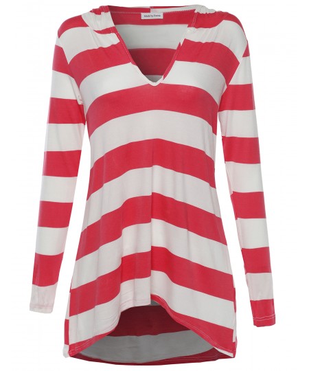 Women's Everyday Lounge Super Soft Striped Long Sleeve W/ Hood