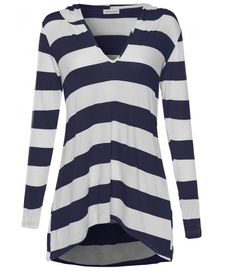 Women's Everyday Lounge Super Soft Striped Long Sleeve W/ Hood