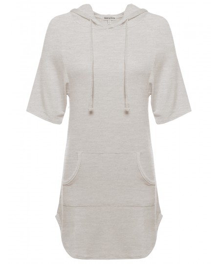 Women's Basic Super Soft Relaxed Short Sleeve Hooded Top 