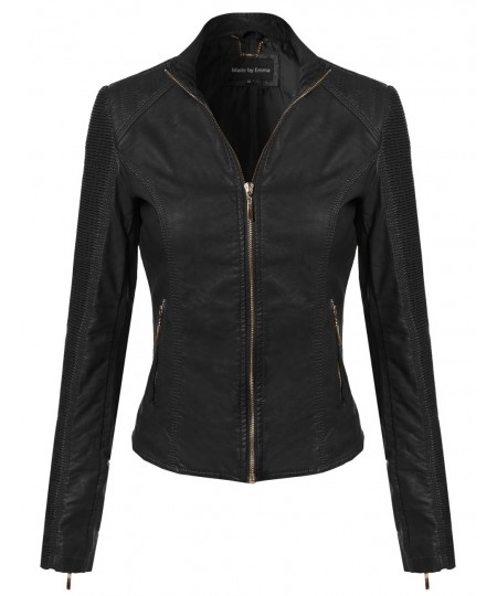 Women's Bike Rider Moto Leather Jacket2