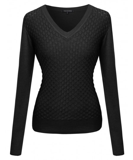 Women's Basic V Neck Knit Pullover