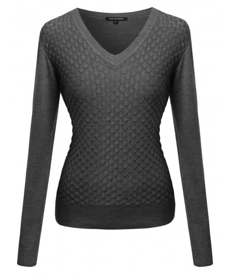 Women's Basic V Neck Knit Pullover