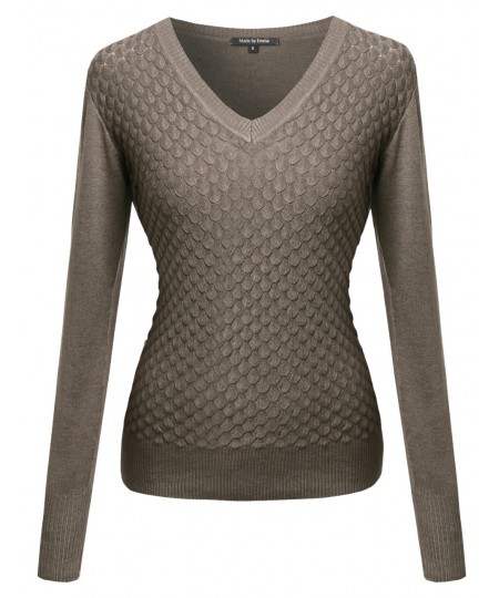 Women's Basic V Neck Knit Pullover