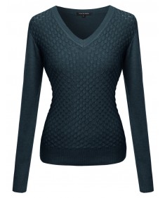 Women's Basic V Neck Knit Pullover