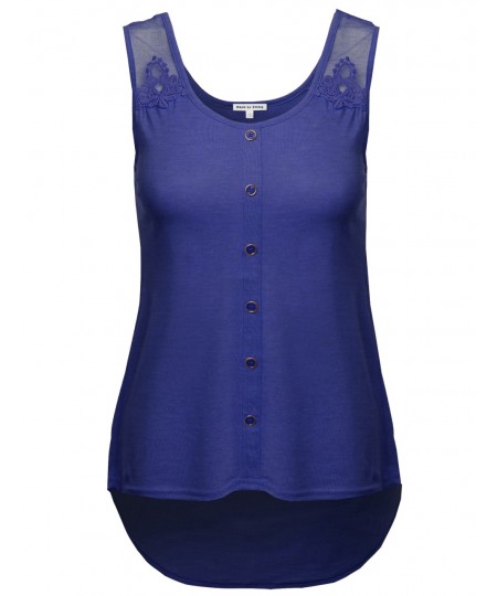 Women's Soft Stretch Lace Contrast Tank Top