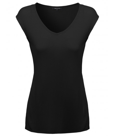 Women's Ribbed Basic Sleeveless Tank Top